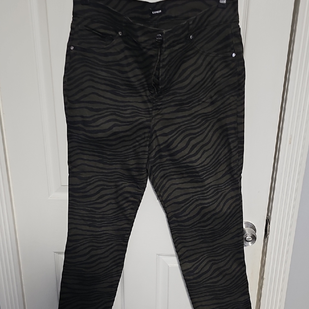 Black and Green Zebra Print Pants